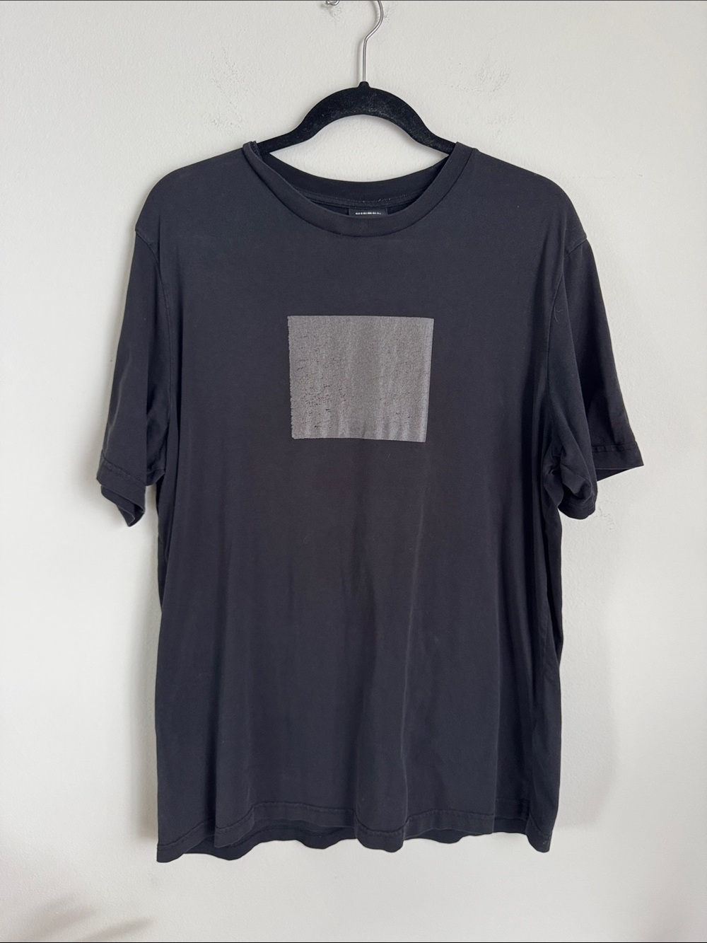 Diesel Black Graphic T-Shirt XL 100% Cotton Oversized Minimalist Box Logo Tee - Picture 9 of 9
